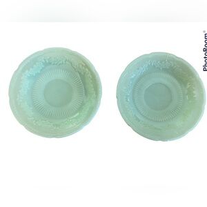 SET of 2 Vintage Fire King Jadeite Alice Pattern Saucers 6” Floral Design Plate